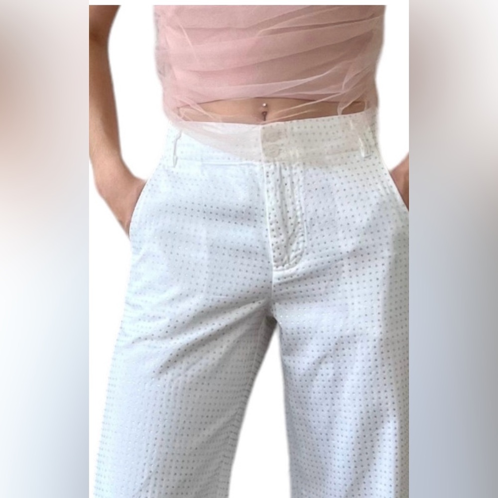 YFB Young Fabulous & Broke Ryker Rhinestone Wide Leg Jeans Pants White Denim Sm